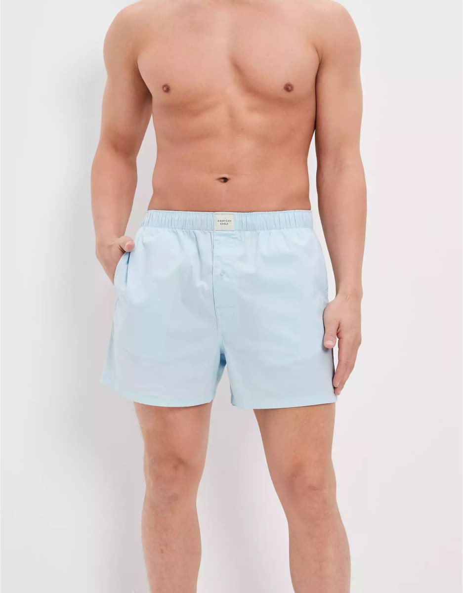 Shorts De Bain American Eagle AEO Solid Stretch Pocket Bleu Homme | ANA-35126102